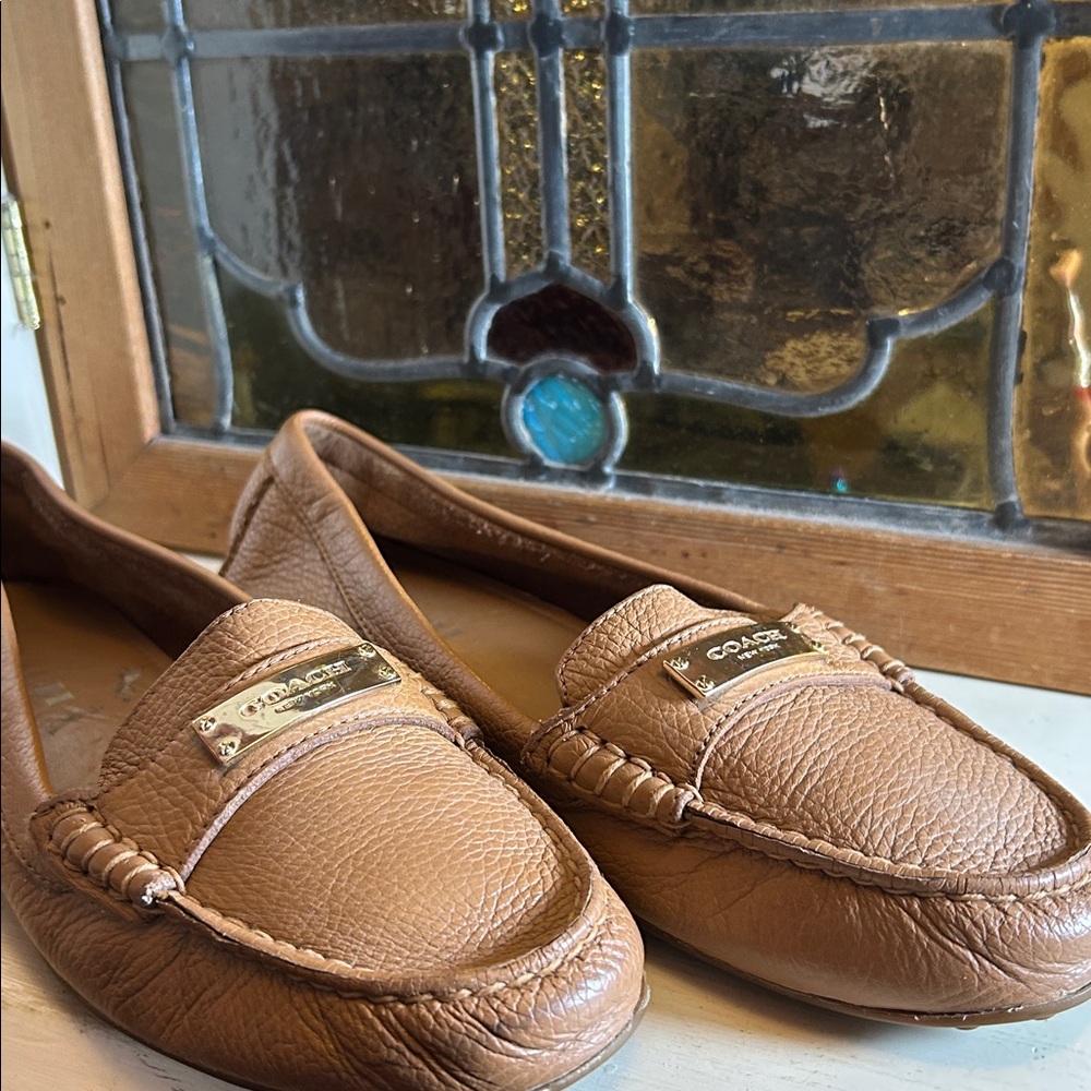 Coach Tan Leather Slip-On Shoes